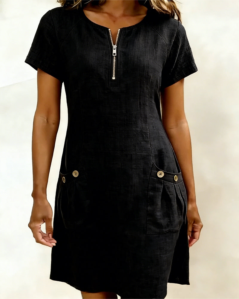 Évelyne | Robe en coton zippée
