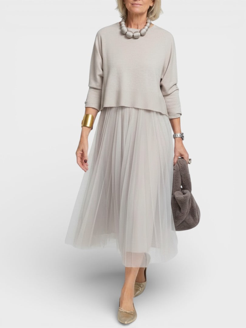 Claudia™ | Vestido de punto elegante con tul