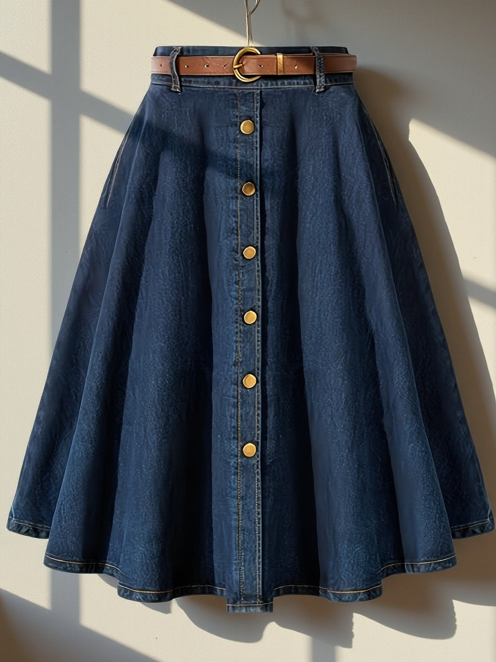Falda midi de denim elegante y cómoda con botones