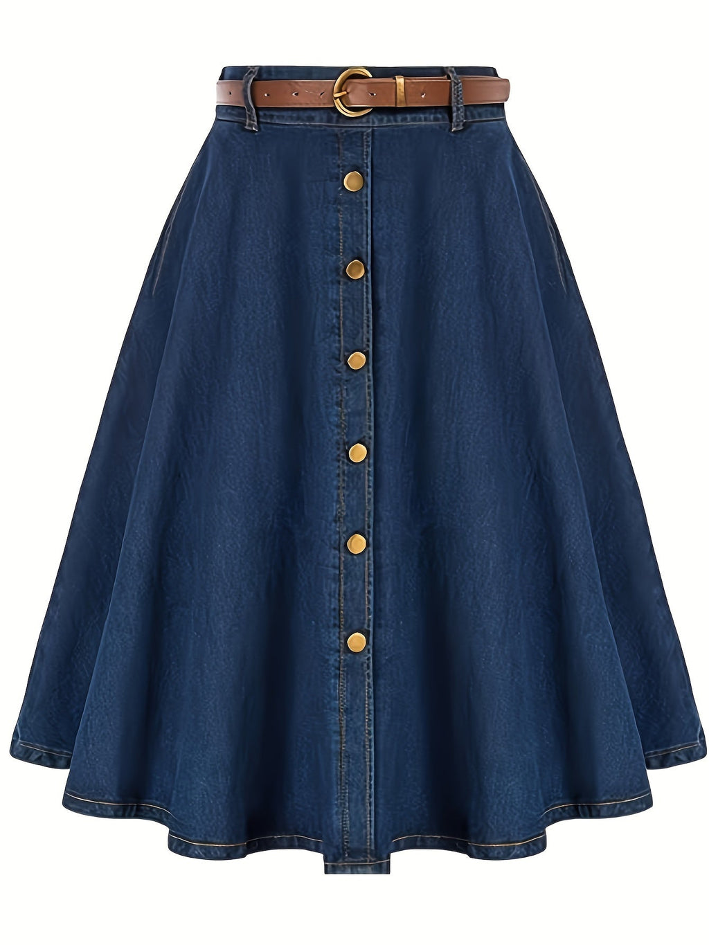 Falda midi de denim elegante y cómoda con botones