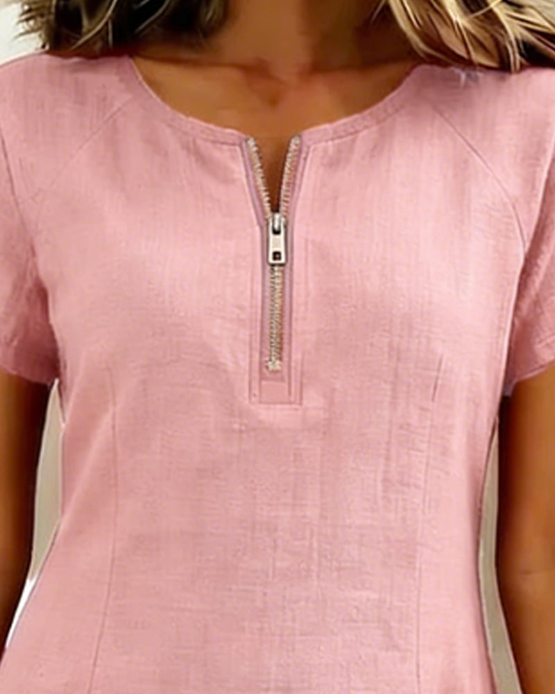 Évelyne | Robe en coton zippée