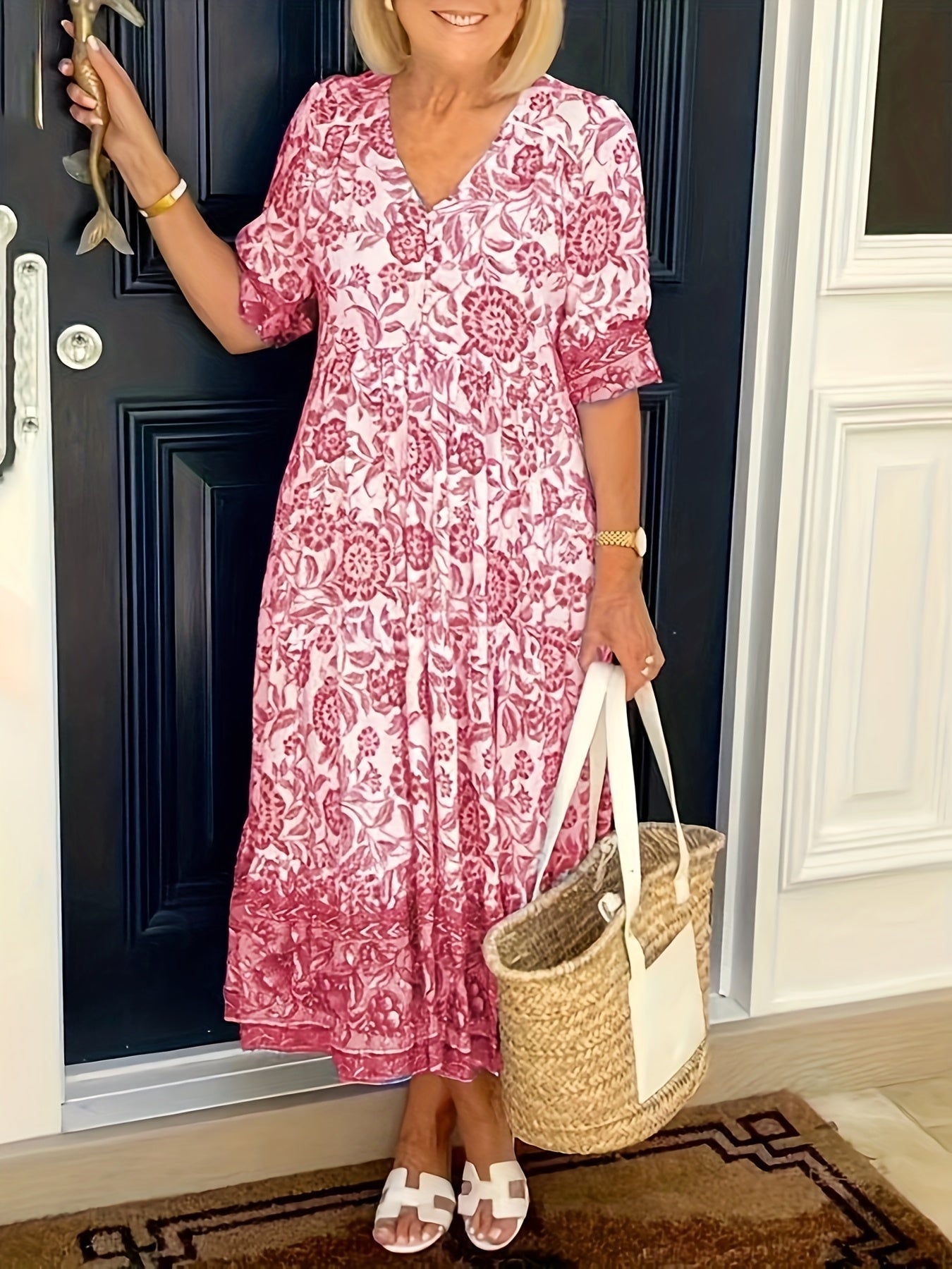 Vestido largo floral tie-dye