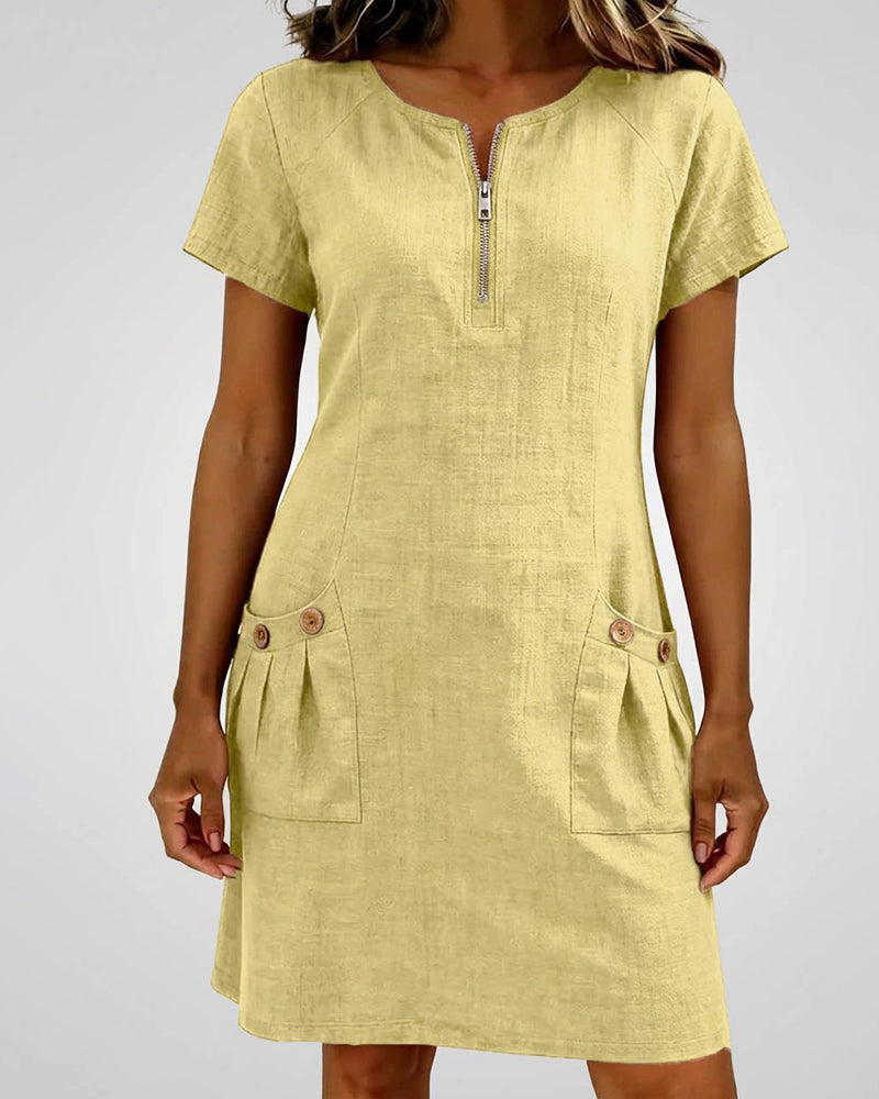 Évelyne | Robe en coton zippée