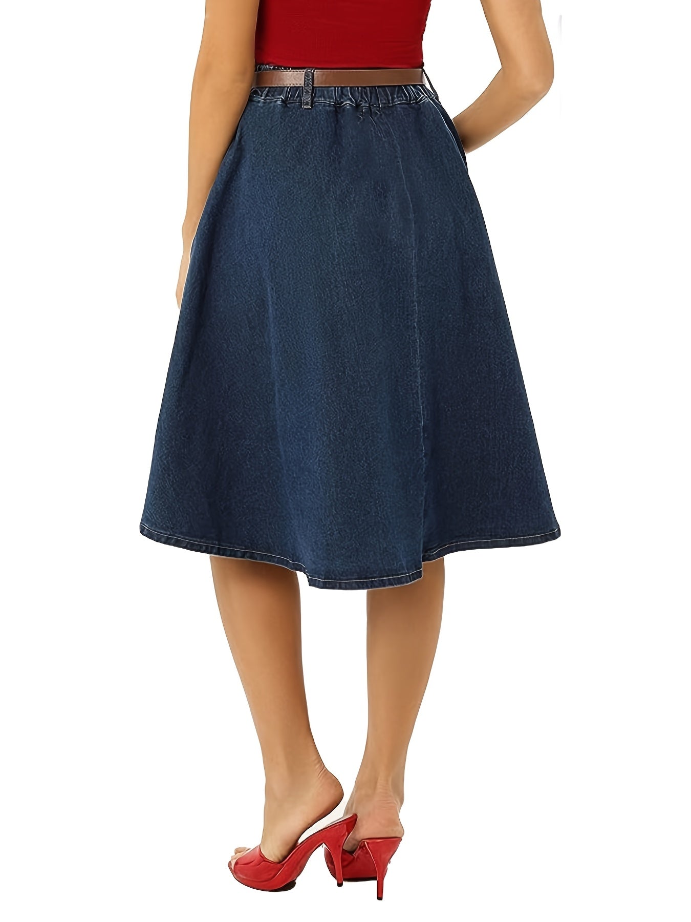 Falda midi de denim elegante y cómoda con botones
