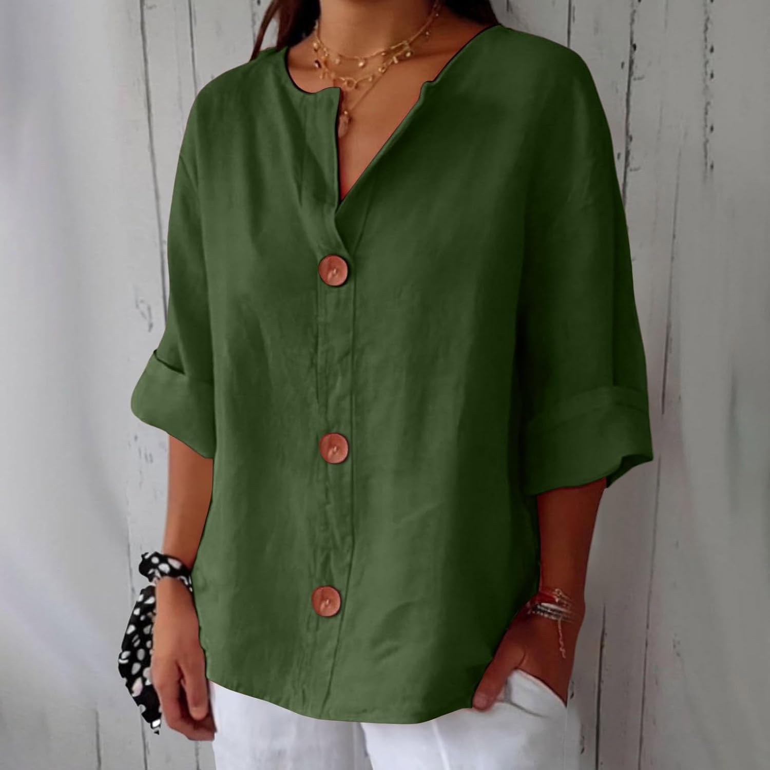 Maeve - Camisa de Cuello en V