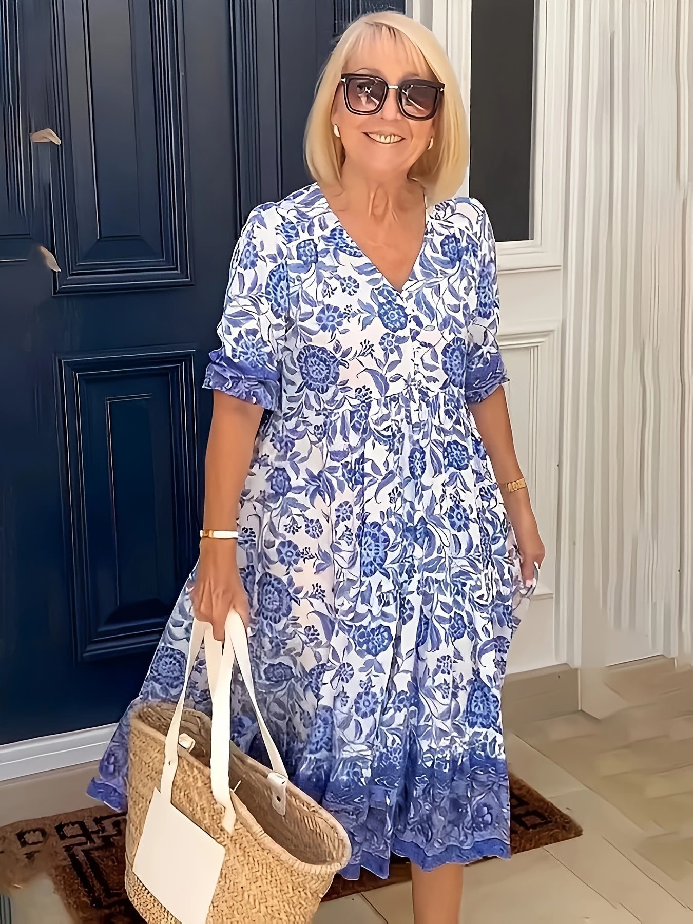 Vestido largo floral tie-dye