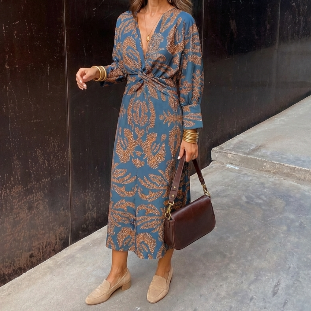 Isabella™ | Vestido Midi Elegante con Estampado Artístico