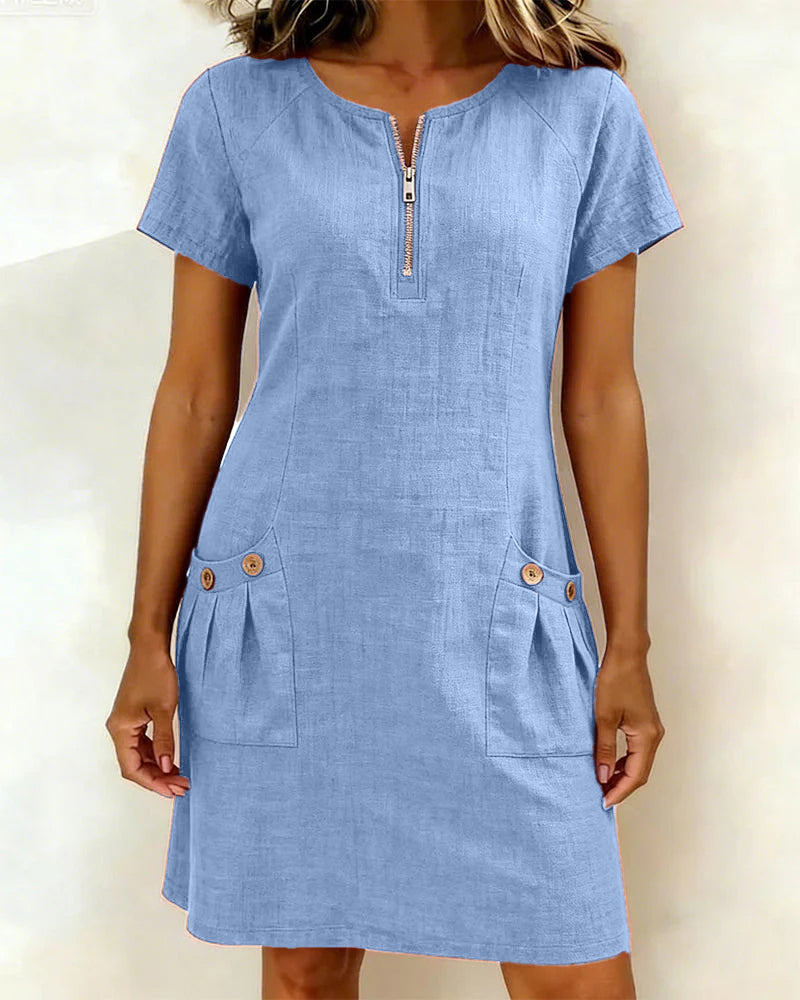 Évelyne | Robe en coton zippée