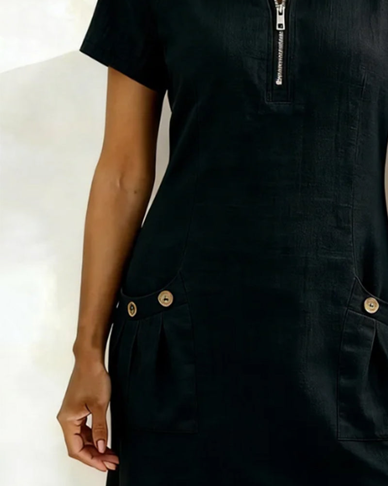 Évelyne | Robe en coton zippée