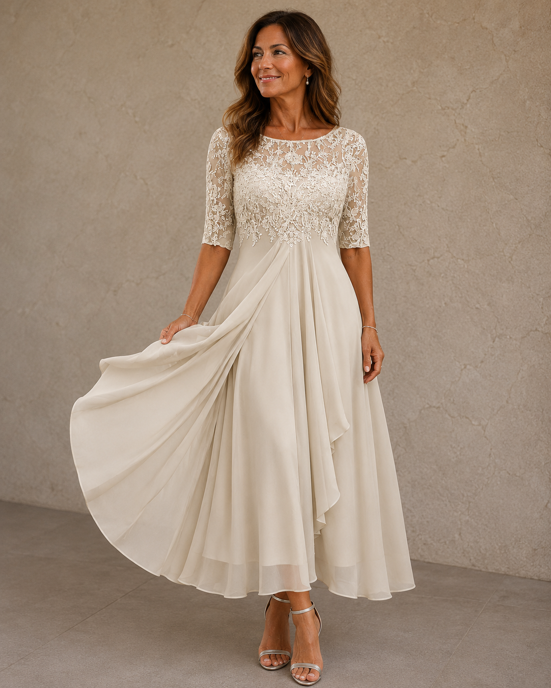 Isabelle | Robe en dentelle et mousseline