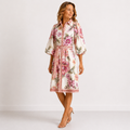 Chantal – Robe chemise fleurie à taille ceinturée