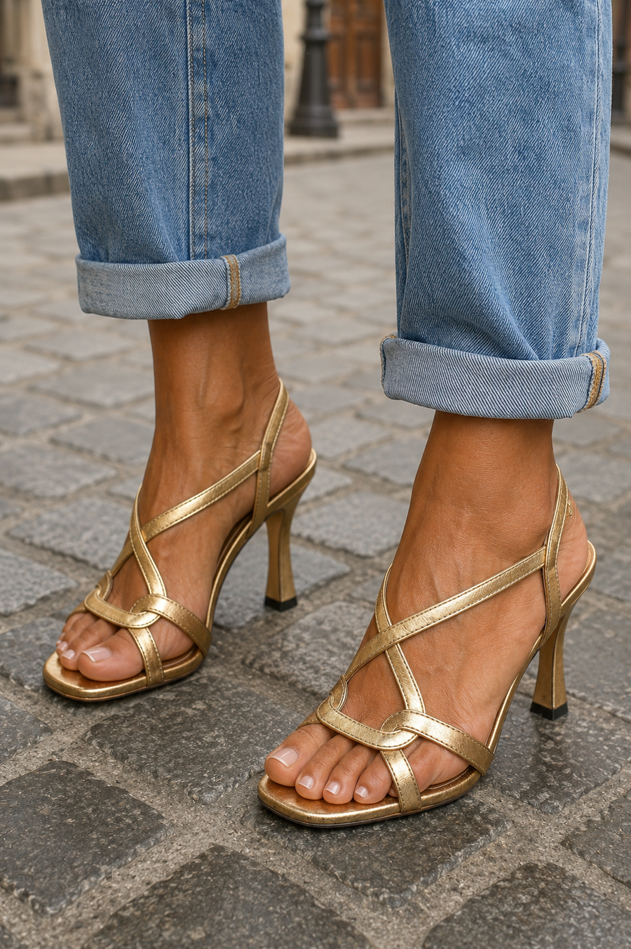 Sophie | Sandales dorées à talon
