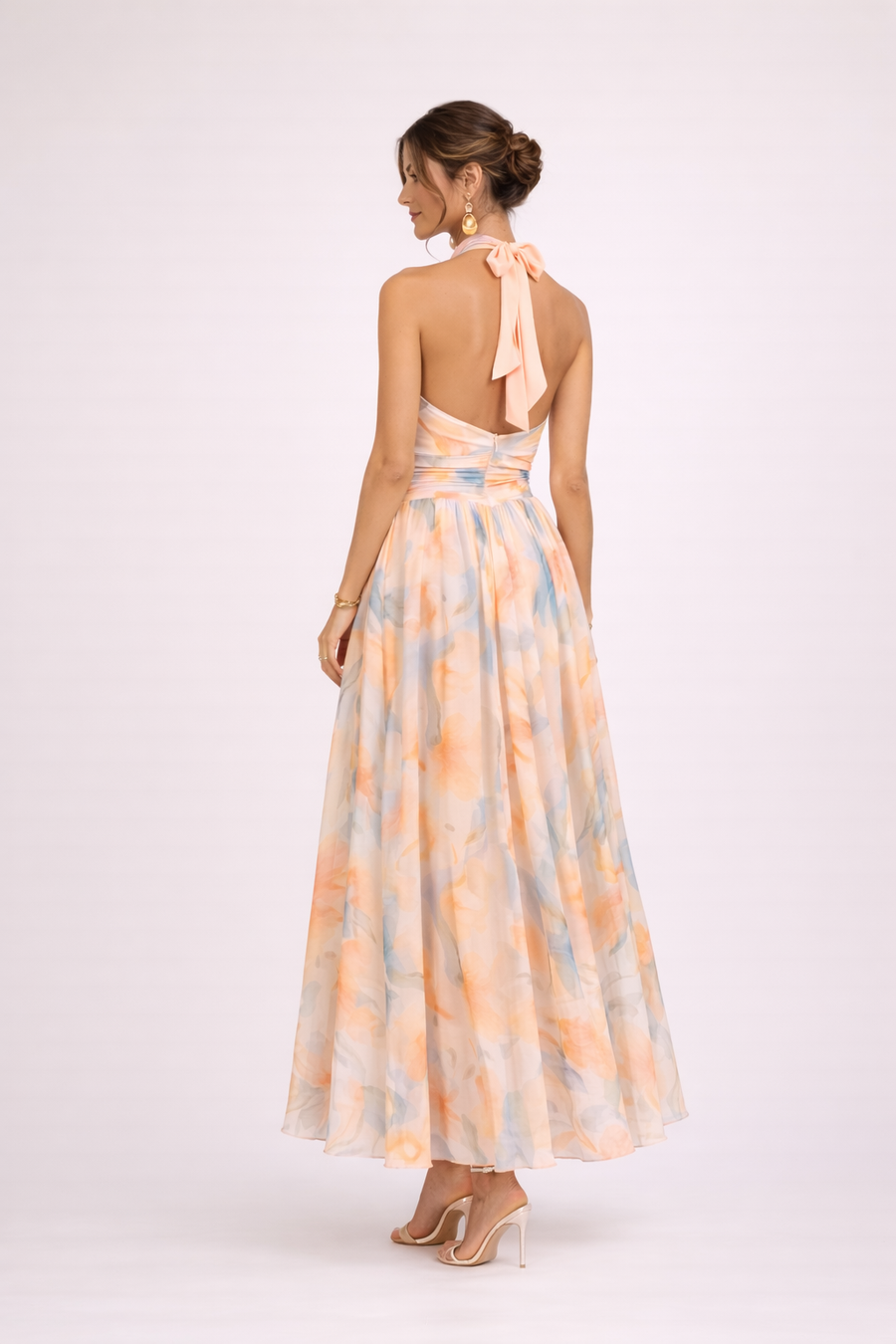 CAMILLE - Robe Halter Aquarelle