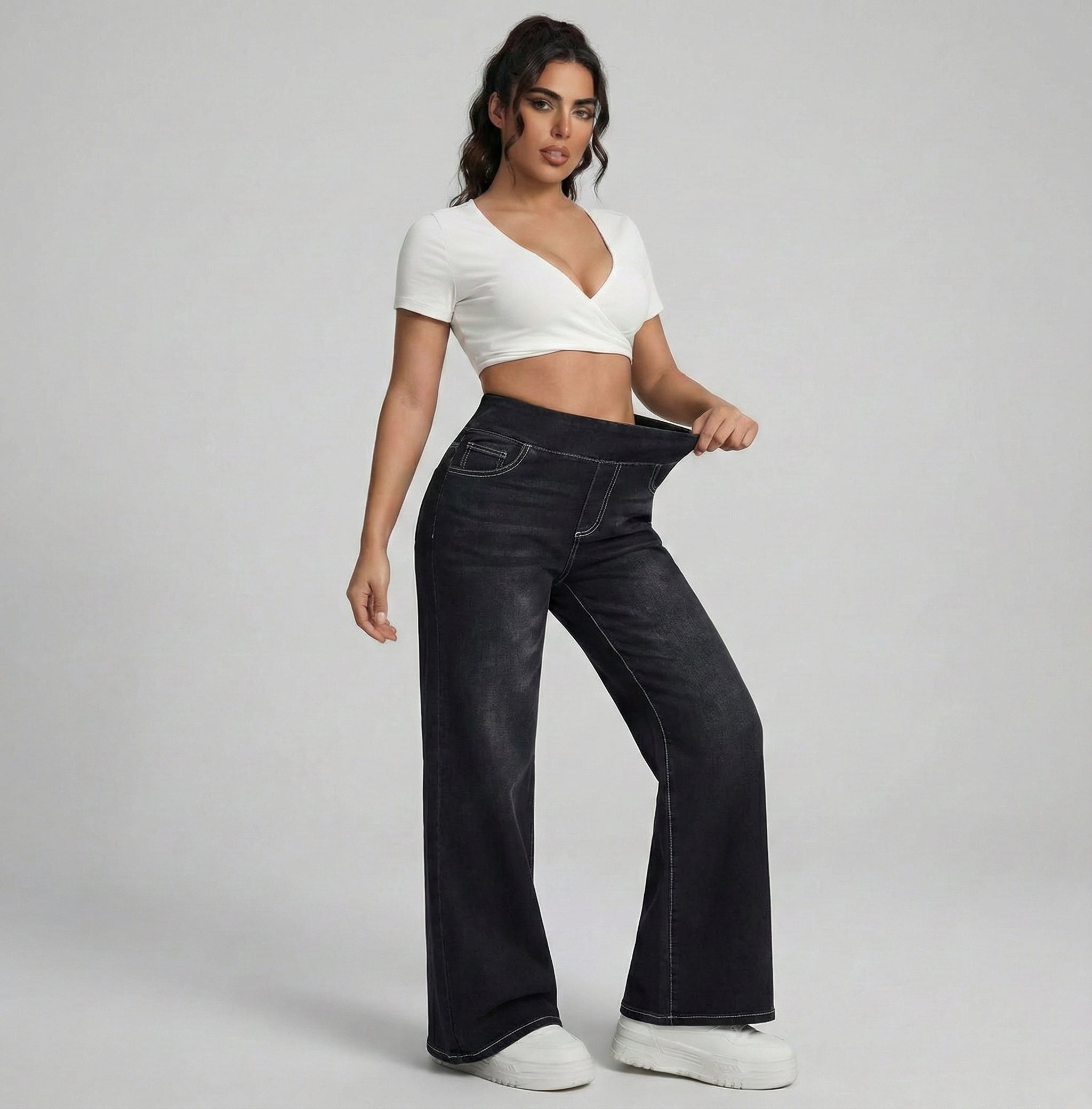 Pantalones anchos con control de abdomen