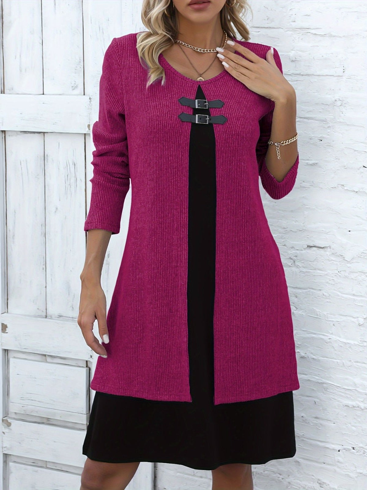 Clara - Vestido en línea A con efecto dos piezas