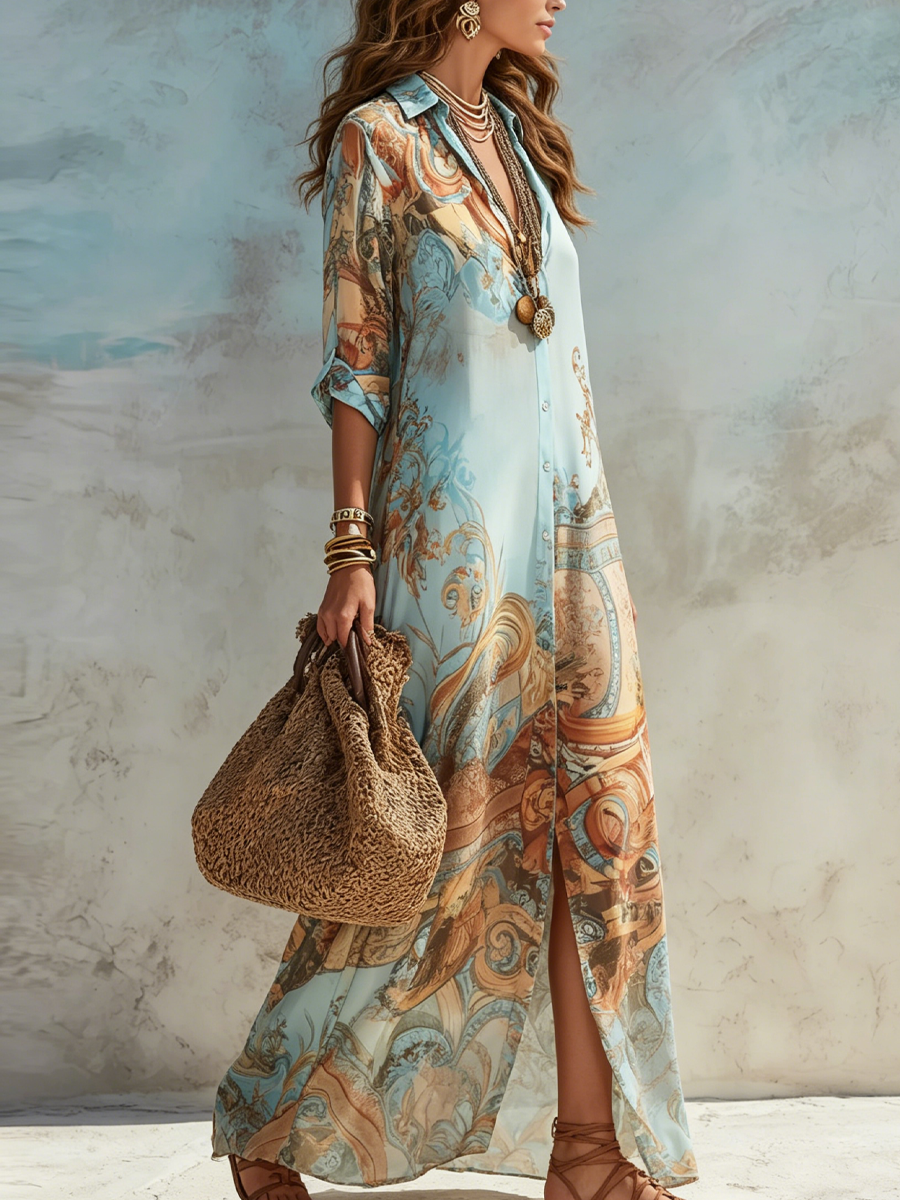 Serena | Robe-chemise méditerranéenne