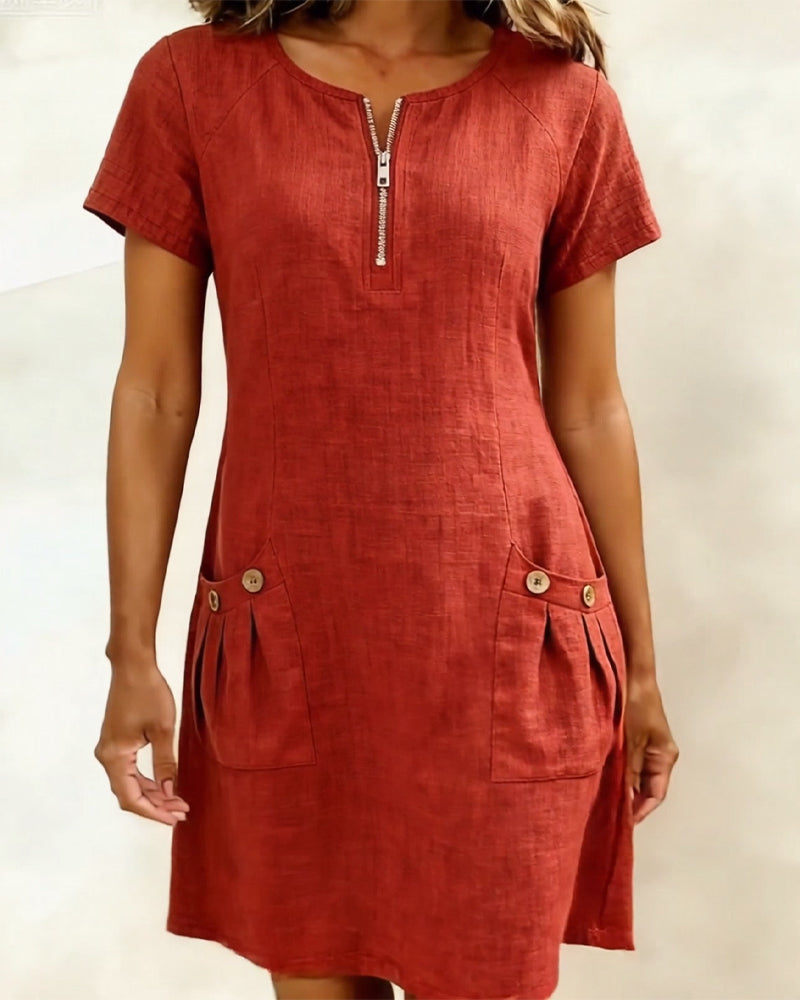 Évelyne | Robe en coton zippée