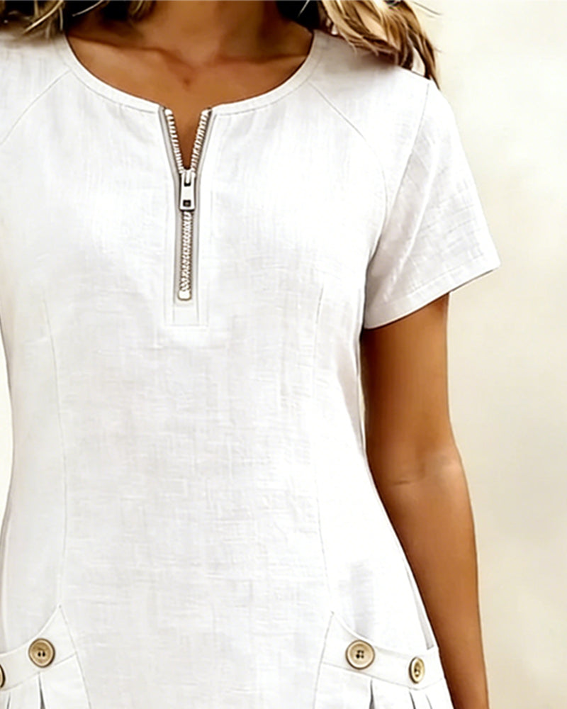 Évelyne | Robe en coton zippée