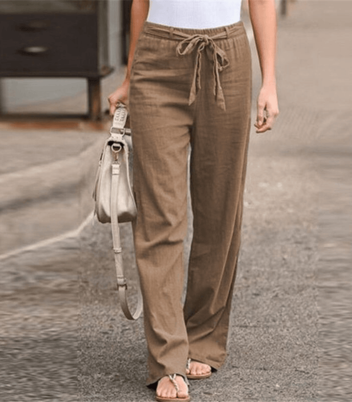 Joleen - Pantalon Détente Femme Avec Cordon Et Taille Élastique