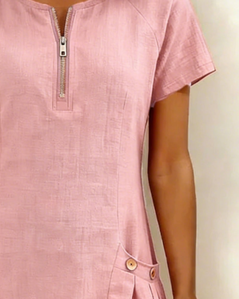 Évelyne | Robe en coton zippée