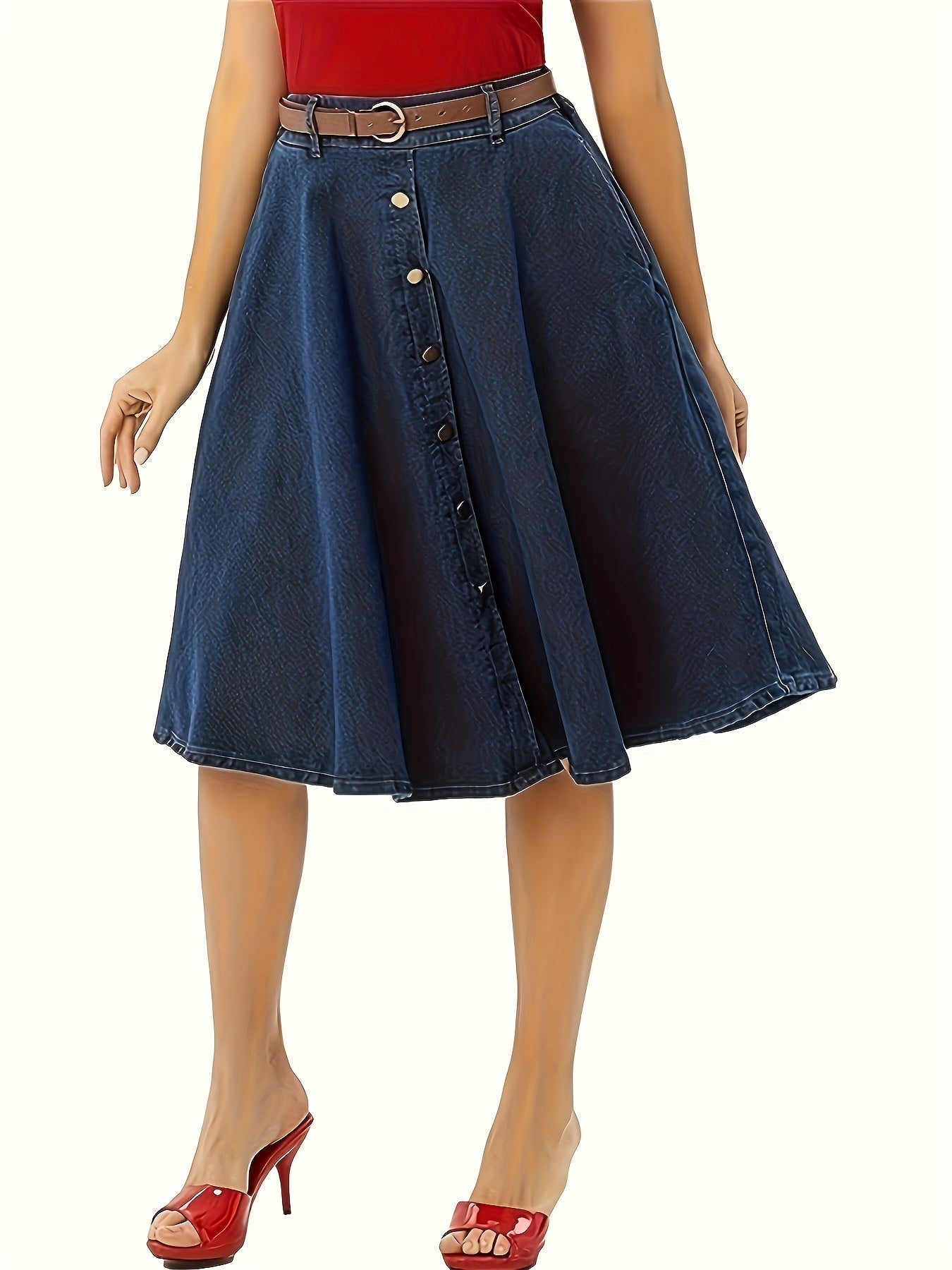 Falda midi de denim elegante y cómoda con botones