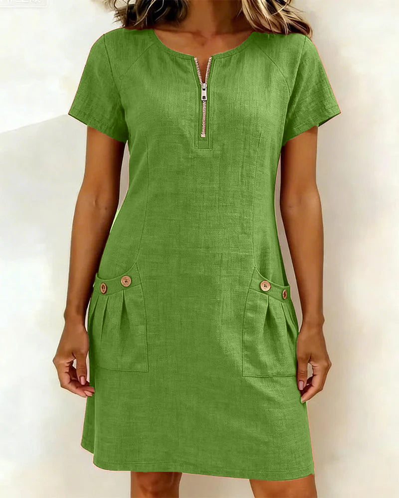 Évelyne | Robe en coton zippée