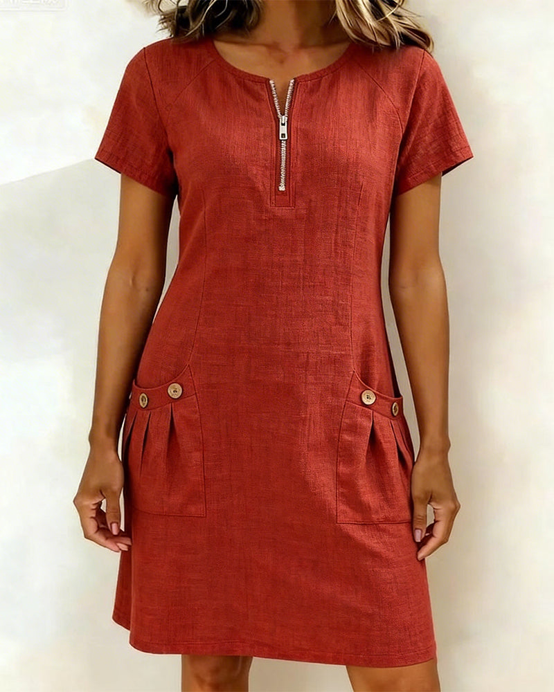 Évelyne | Robe en coton zippée
