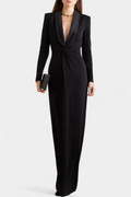Vestido Maxi Ajustado de Cuello en V Profundo Talara