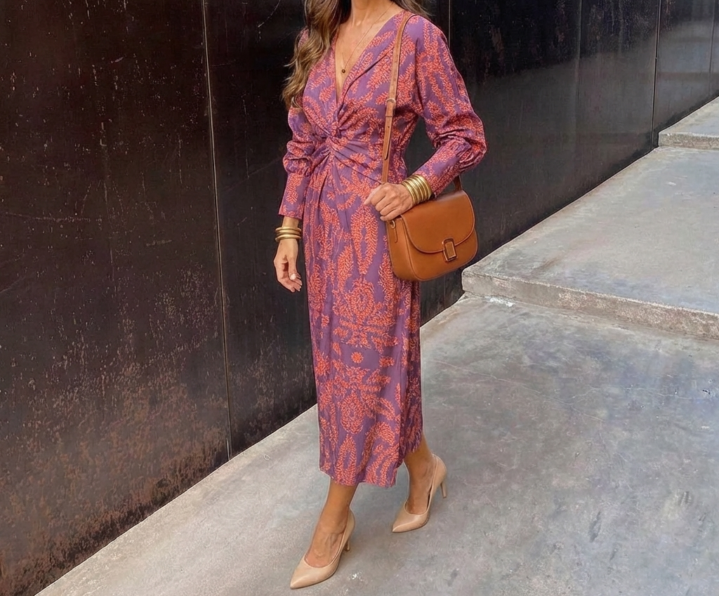 Isabella™ | Vestido Midi Elegante con Estampado Artístico